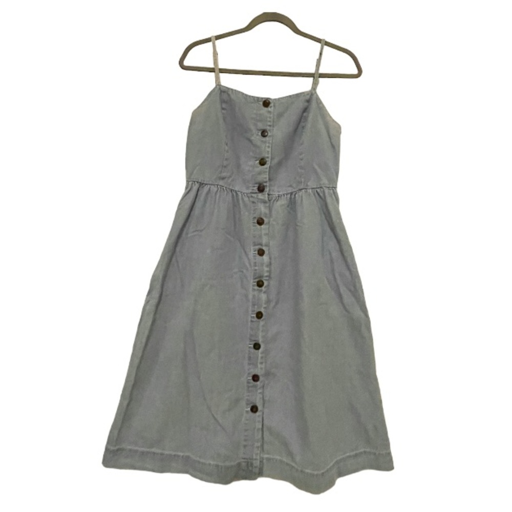 Vero Moda medium chambray blue denim button dress pockets neutral 100% cotton